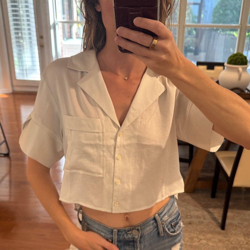 Elegant White Button-Down Shirt for Women